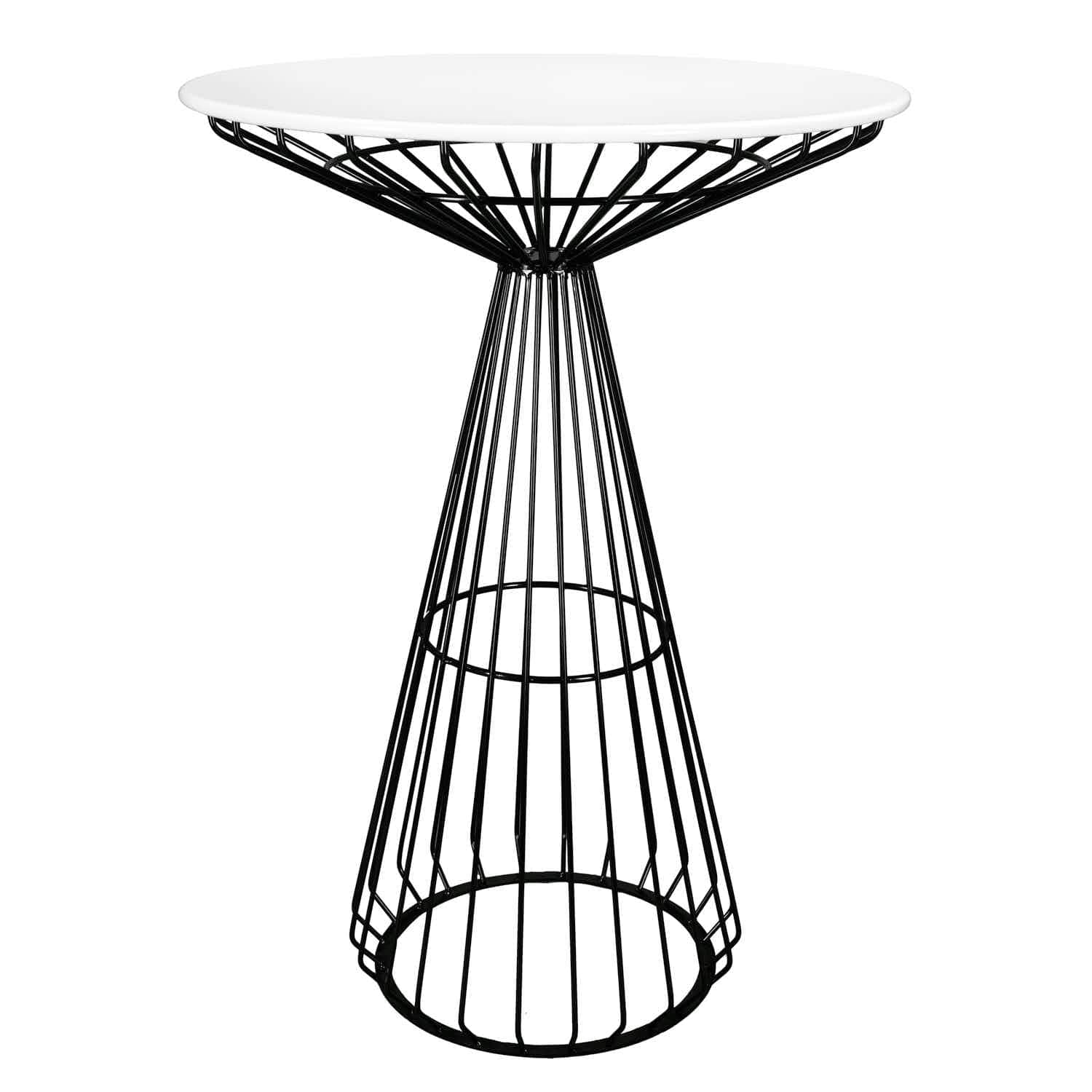 Chivari Black Wire Cocktail Table with 32" Round White Top and Sturdy Steel Base TWR32BLK-WHT-KT
