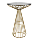 Gold Wire Cocktail Table with 32" Black Top and Polished Gold Steel Frame