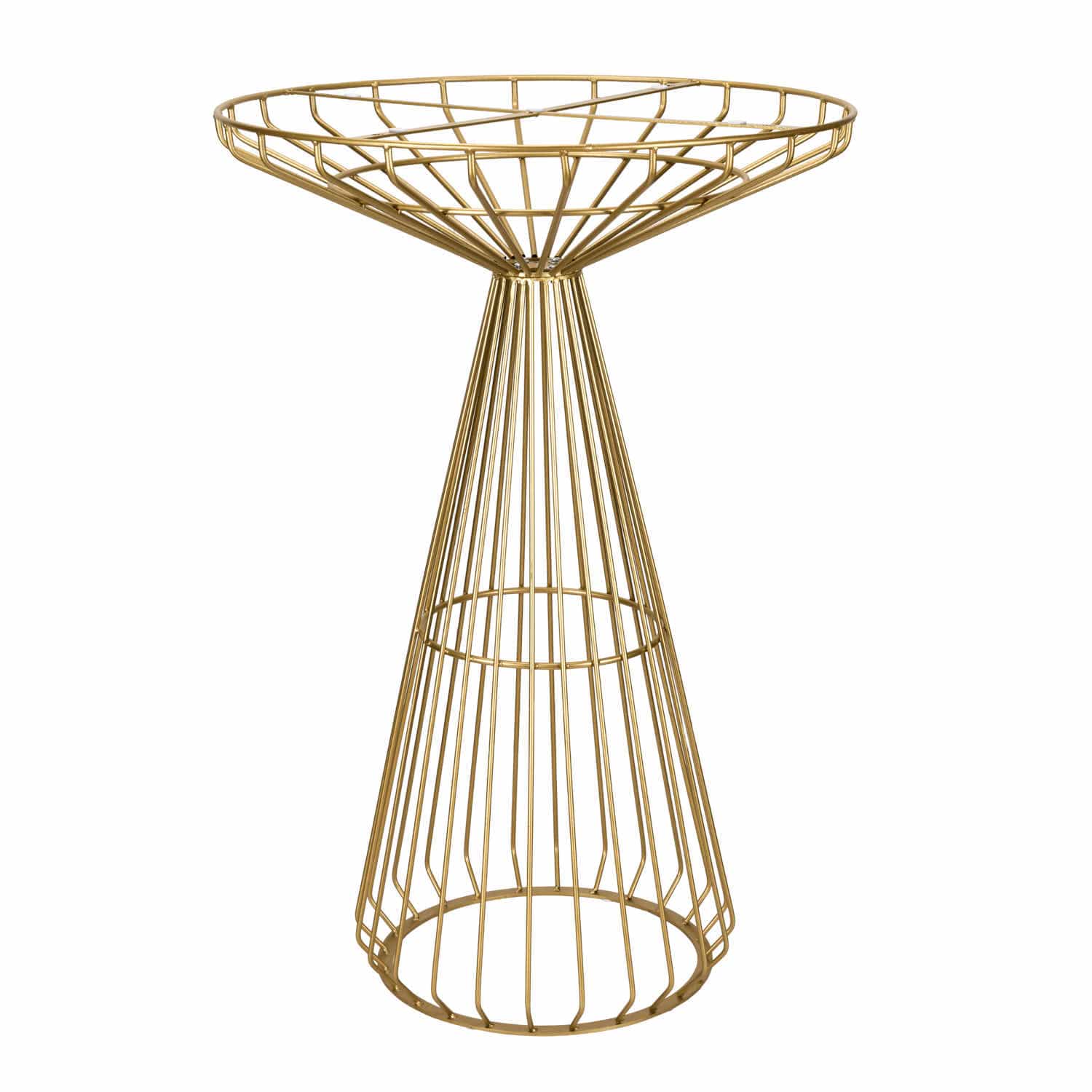 Chivari Gold Wire Cocktail Table with 32" Black Top and Polished Gold Steel Frame TWR32GLD-BLK-KT