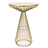 Gold Wire Cocktail Table with 32” Round Gold Top and Elegant Gold Steel Base