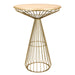 Chivari Gold Wire Cocktail Table with Natural Oak 32" Top and Elegant Gold Steel Base TWR32GLD-WD-KT