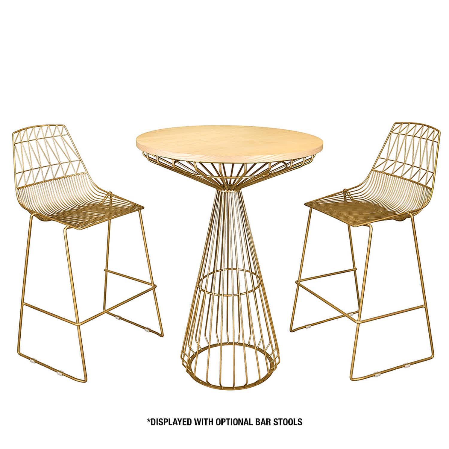 Chivari Gold Wire Cocktail Table with Natural Oak 32
