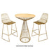 Chivari Gold Wire Cocktail Table with Natural Oak 32" Top and Elegant Gold Steel Base TWR32GLD-WD-KT