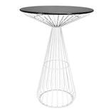 White 32" Wire Cocktail Table with Durable Black Top for Event and Rental Use