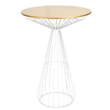 White Wire Cocktail Table with 32" Round Gold Top and Strong White Steel Base