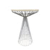 White Wire Cocktail Table with 32" Natural Oak Top and Sturdy White Iron Base