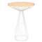Chivari White Wire Cocktail Table with 32" Natural Oak Top and Sturdy White Steel Base TWR32WHT-WD-KT