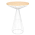 Chivari White Wire Cocktail Table with 32" Natural Oak Top and Sturdy White Steel Base TWR32WHT-WD-KT