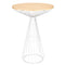 Chivari White Wire Cocktail Table with 32" Natural Oak Top and Sturdy White Steel Base TWR32WHT-WD-KT