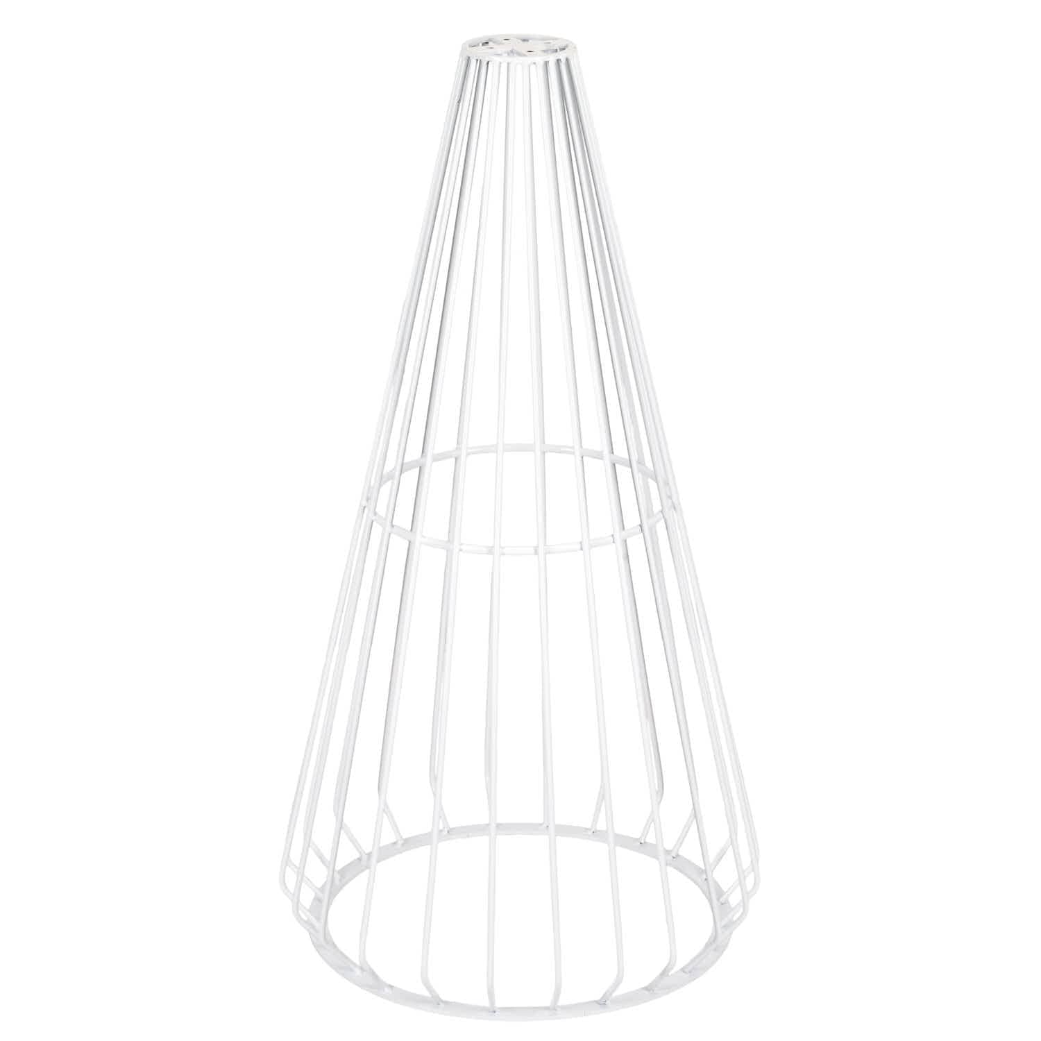 Chivari White Wire Cocktail Table with 32" Natural Oak Top and Sturdy White Steel Base TWR32WHT-WD-KT