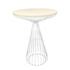 Chivari.com White Wire Cocktail Table with 32" Natural Oak Top and Sturdy White Iron Base TWR32WHT-WD-KT