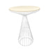 White Wire Cocktail Table with 32" Natural Oak Top and Sturdy White Iron Base