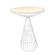 Chivari White Wire Cocktail Table with 32" Natural Oak Top and Sturdy White Steel Base TWR32WHT-WD-KT