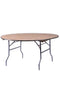Chivari 60" (5 Foot) Round Heavy Duty Metal Edge Plywood Folding Banquet Table TPLYRD60M-AX-T