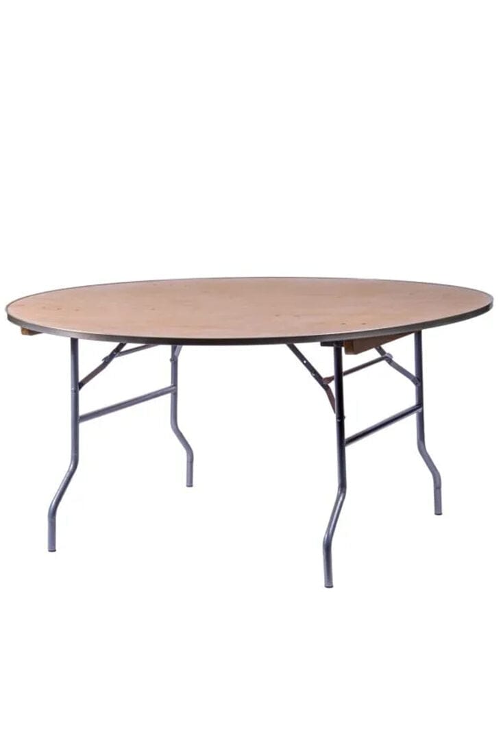 Chivari Scratch and Dent 60" (5 Foot) Round Heavy Duty Metal Edge Plywood Folding Banquet Table TPLYRD60M-AX-T-SD