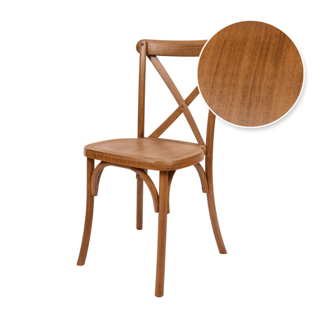 Chivari 24 Pack Walnut Resin Steel Skeleton™ Cross Back Chair CXRW-STEEL-CX-T-24