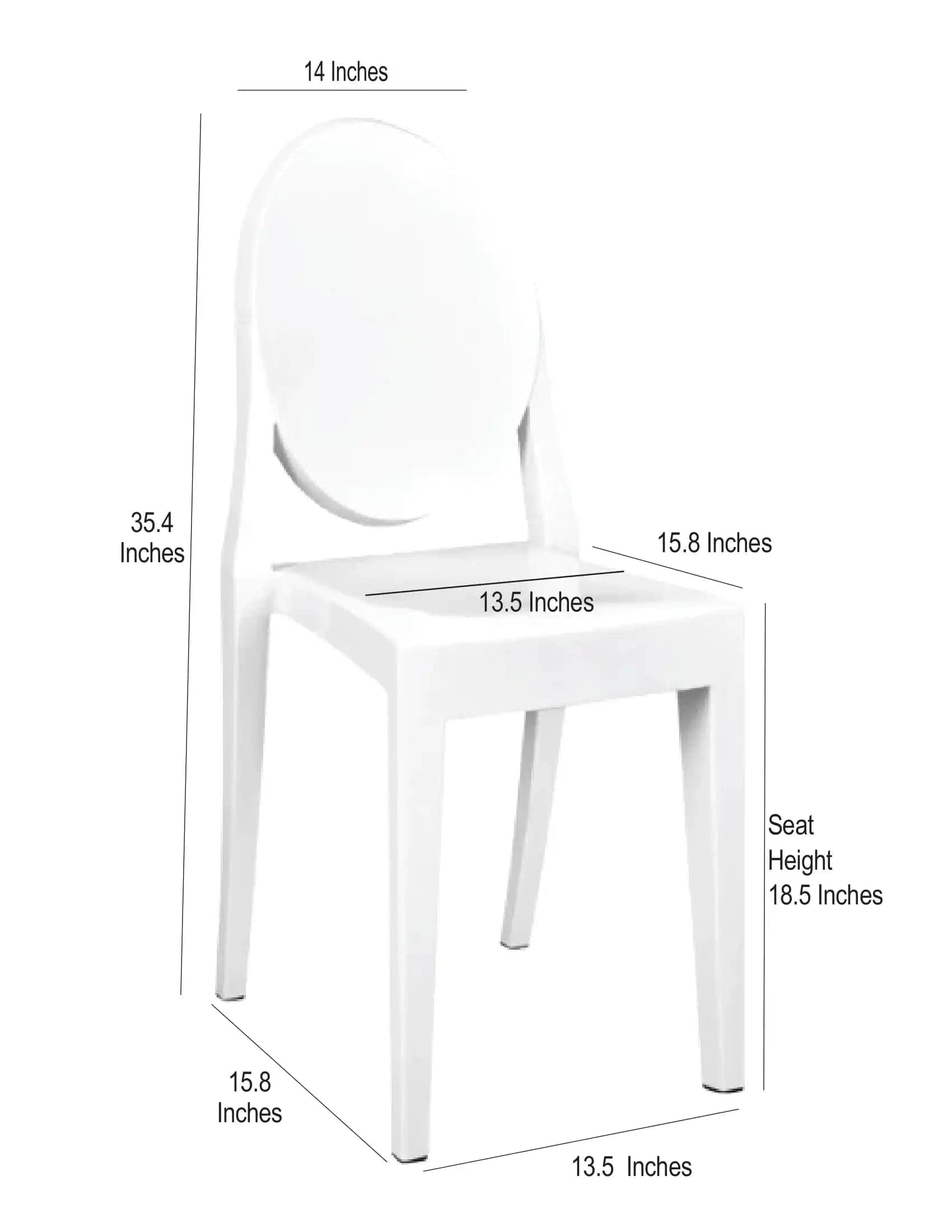 Chivari White Resin Oval Back Victoria Ghost Chair CGVRW-ZG-T