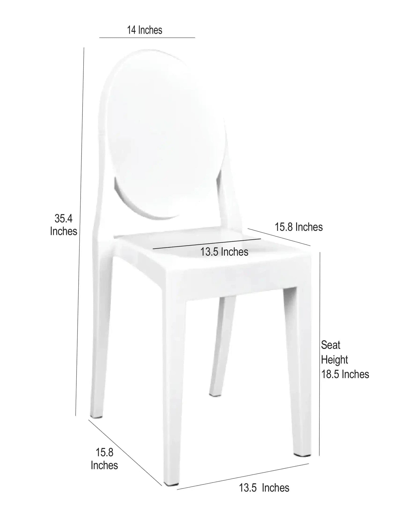 Chivari White Resin Oval Back Victoria Ghost Chair CGVRW-ZG-T