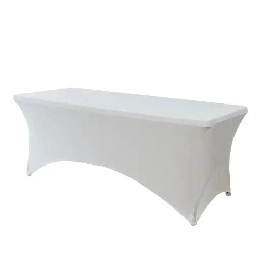 Chivari 5-Pack White Spandex 250GSM 8-ft Folding Table Cover SX-SPANXTB-8FT-WHT-5