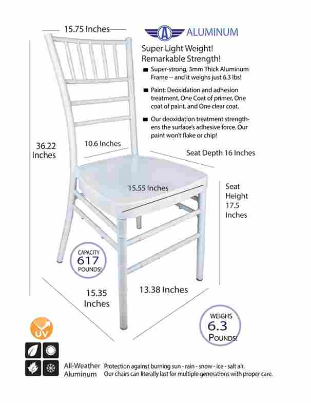 Chivari White Aluminum Chiavari Chair CCAW-AX-T