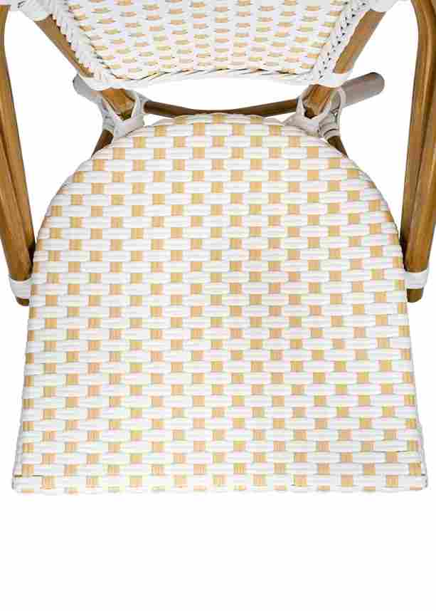 Toulouse White and Beige French Bistro Set Includes  48" x 36" Table and 4 Chairs FBK-SQ-WB-WB4-AX