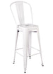 Chivari White Hi Gloss Tolix Style Metal Barstool with Back BTBMW-AX-T