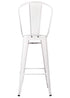 Chivari White Hi Gloss Tolix Style Metal Barstool with Back BTBMW-AX-T