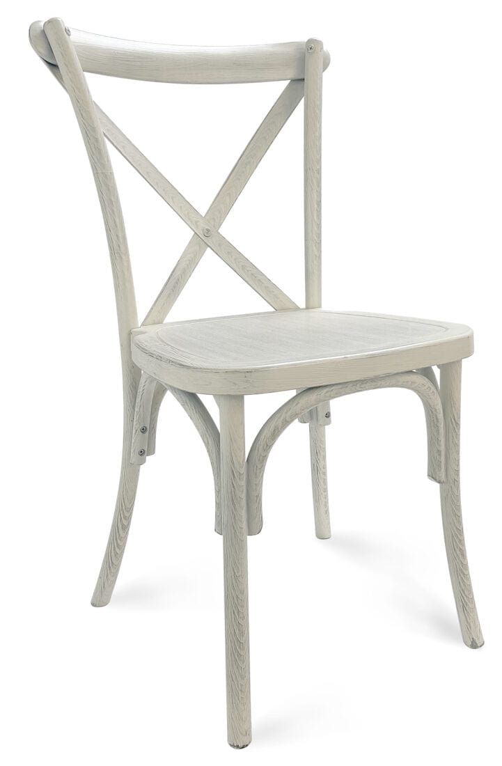 White Distressed ToughResin™ Cross Back Chair