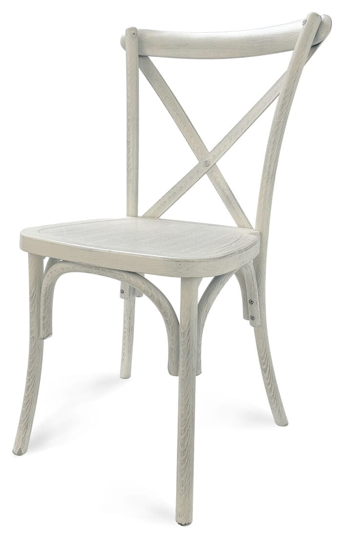 White Distressed ToughResin™ Cross Back Chair