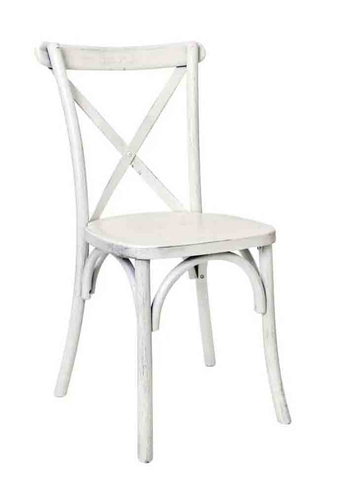 Chivari White Distressed ToughWood™ Cross Back Chair CXWWD-ZG-T