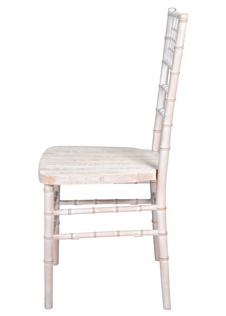 Chivari White Distressed WoodGrain™ Resin Steel Skeleton™ Chiavari Chair CCRWDB-STEEL-AX-T
