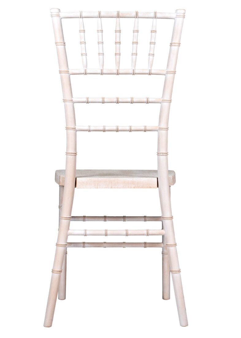 Chivari White Distressed WoodGrain™ Resin Steel Skeleton™ Chiavari Chair CCRWDB-STEEL-AX-T