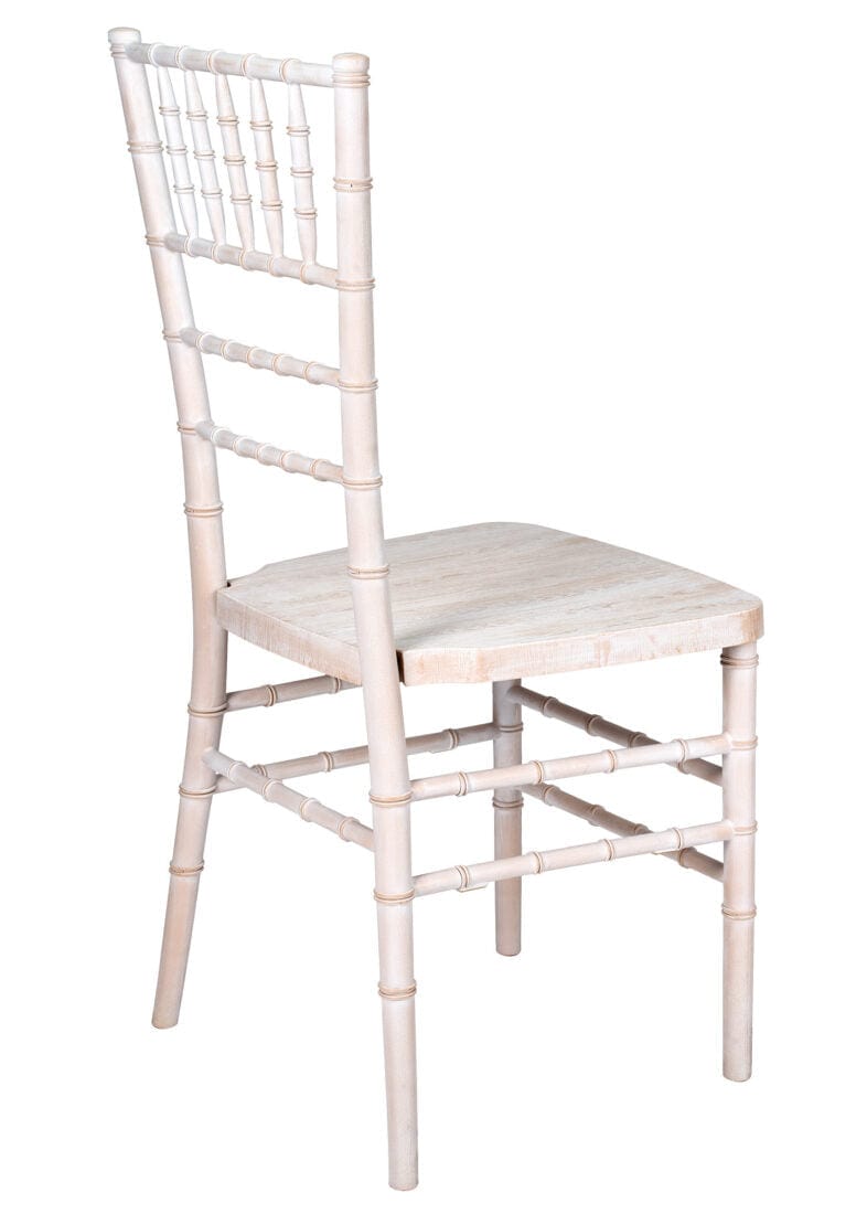 Chivari White Distressed WoodGrain™ Resin Steel Skeleton™ Chiavari Chair CCRWDB-STEEL-AX-T