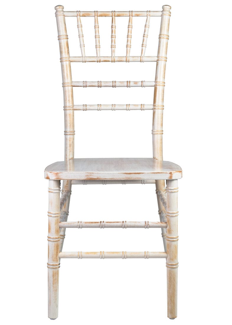 Chivari White Distressed ToughWood™ Chiavari Chair CCWWD-ZG-T