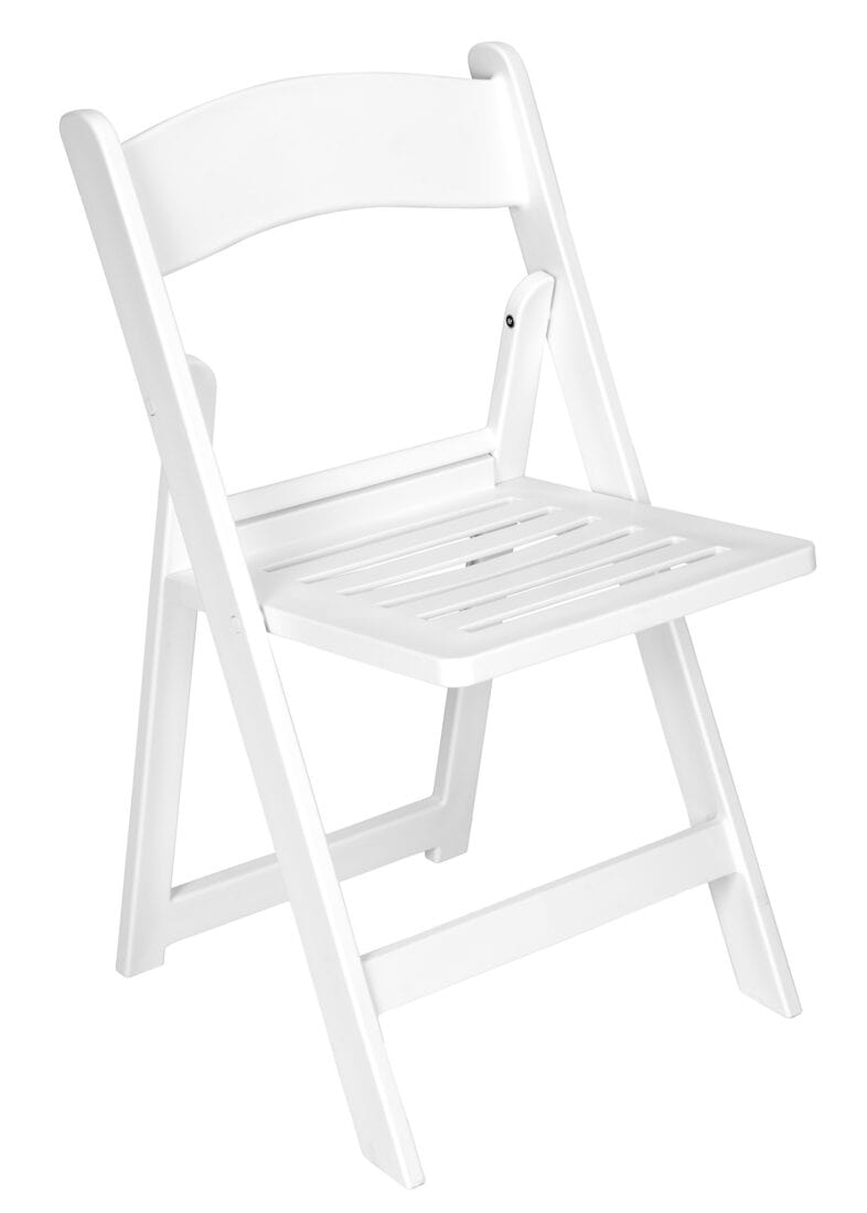 Chivari White Resin Folding Chair with Slatted Seat and White Padded Seat – 2 Styles in 1 CFRW2N1-SLATTED-CX-T