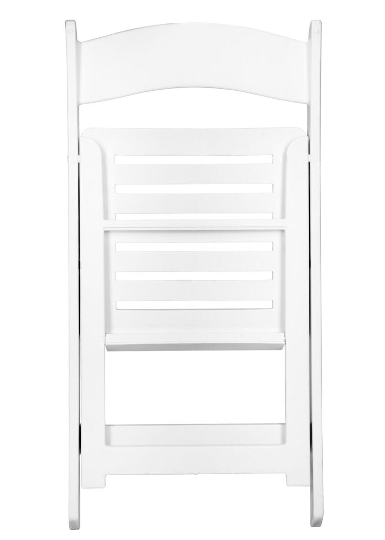 Chivari White Resin Folding Chair with Slatted Seat and White Padded Seat – 2 Styles in 1 CFRW2N1-SLATTED-CX-T