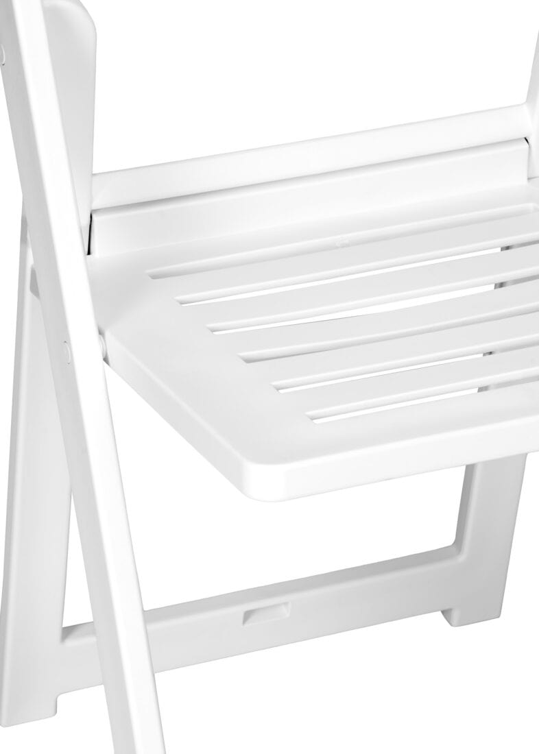 Chivari White Resin Folding Chair with Slatted Seat and White Padded Seat – 2 Styles in 1 CFRW2N1-SLATTED-CX-T