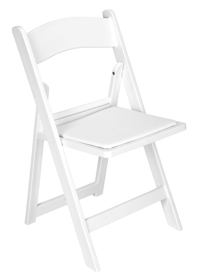 Chivari White Resin Folding Chair with Slatted Seat and White Padded Seat – 2 Styles in 1 CFRW2N1-SLATTED-CX-T