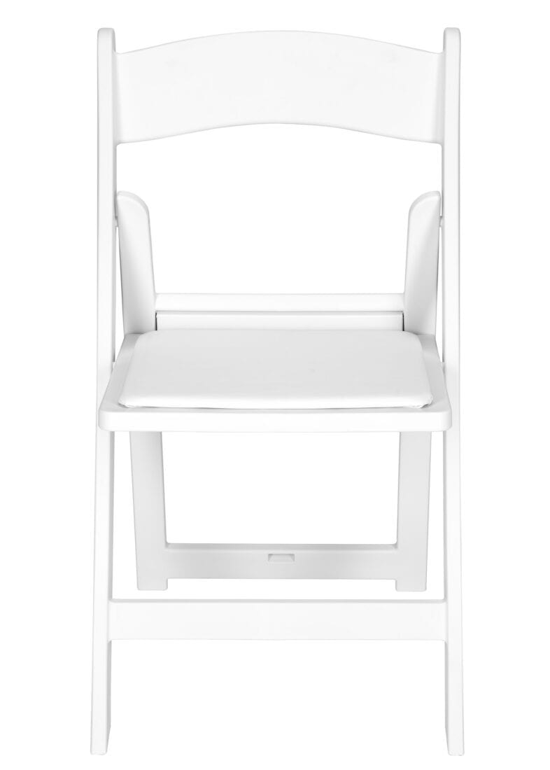 Chivari White Resin Folding Chair with Slatted Seat and White Padded Seat – 2 Styles in 1 CFRW2N1-SLATTED-CX-T