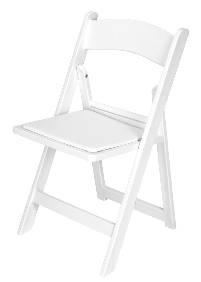 Chivari White Resin Folding Chair with Slatted Seat and White Padded Seat – 2 Styles in 1 CFRW2N1-SLATTED-CX-T