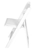 White Resin Folding Chair with Slatted Seat and White Padded Seat – 2 Styles in 1