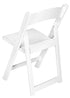 White Resin Folding Chair with Slatted Seat and White Padded Seat – 2 Styles in 1