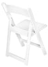 White Resin Folding Chair with Slatted Seat and White Padded Seat – 2 Styles in 1