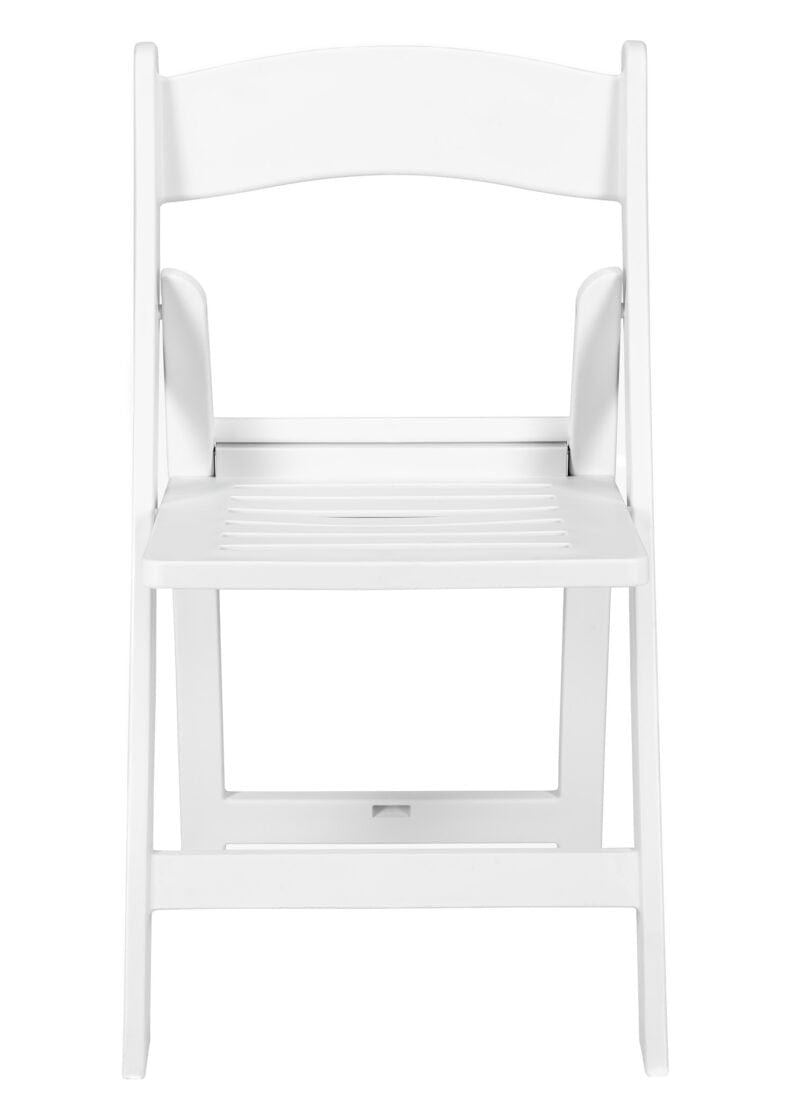 Chivari White Resin Folding Chair with Slatted Seat and White Padded Seat – 2 Styles in 1 CFRW2N1-SLATTED-CX-T