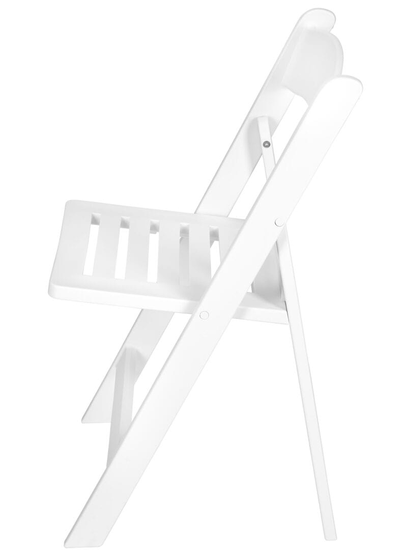 Chivari White Resin Folding Chair with Slatted Seat and White Padded Seat – 2 Styles in 1 CFRW2N1-SLATTED-CX-T