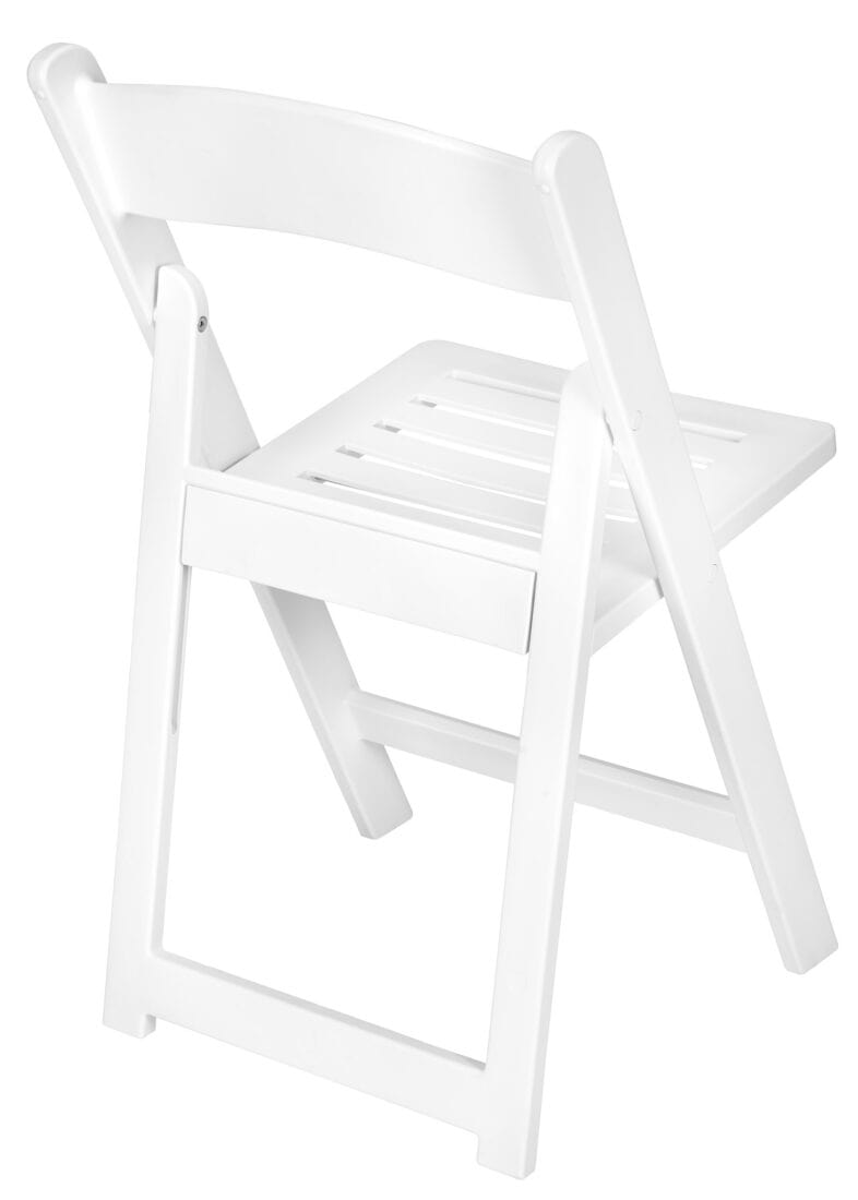 Chivari White Resin Folding Chair with Slatted Seat and White Padded Seat – 2 Styles in 1 CFRW2N1-SLATTED-CX-T