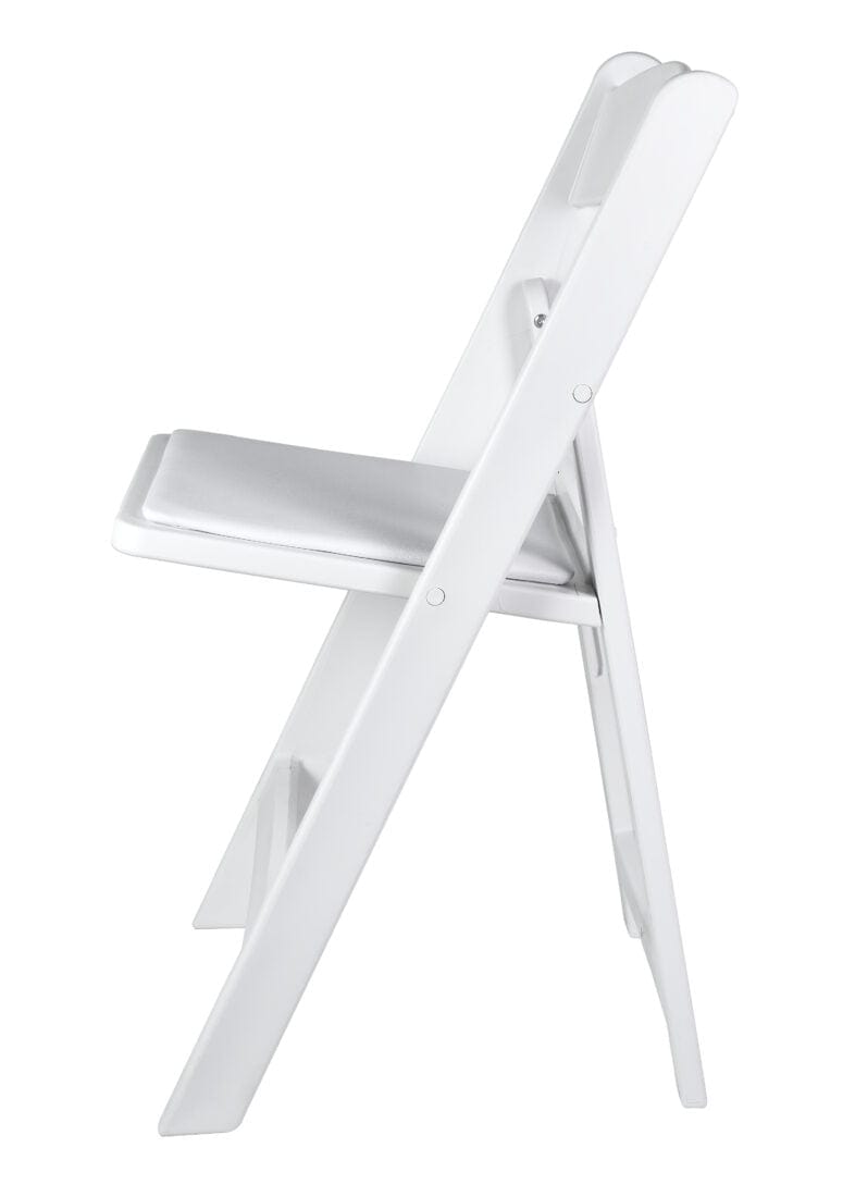 Chivari White SuperResin™ Folding Chair with Stainless Steel Hardware CFRWS-AX-T