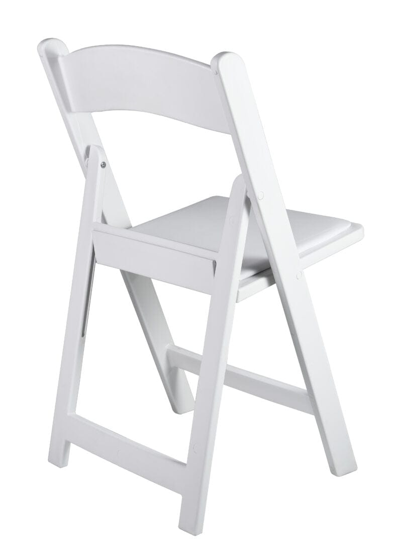 Chivari White SuperResin™ Folding Chair with Stainless Steel Hardware CFRWS-AX-T