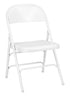 Chivari 48 White Metal Folding Chairs + 6 Heavy Duty Plastic 72x30 Banquet Tables + Hybrid Folding Chair and Banquet Table Cart CFMW-48-6RT-KT