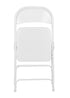 Chivari 48 White Metal Folding Chairs + 6 Heavy Duty Plastic 72x30 Banquet Tables + Hybrid Folding Chair and Banquet Table Cart CFMW-48-6RT-KT